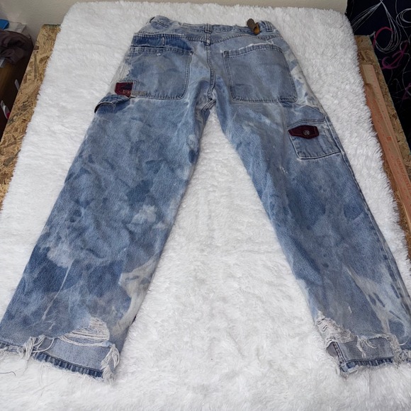 PACO JEANS Mens 36W 32L Light Wash Bleach Distressed Denim jnco pipes silvertab - Picture 4 of 7